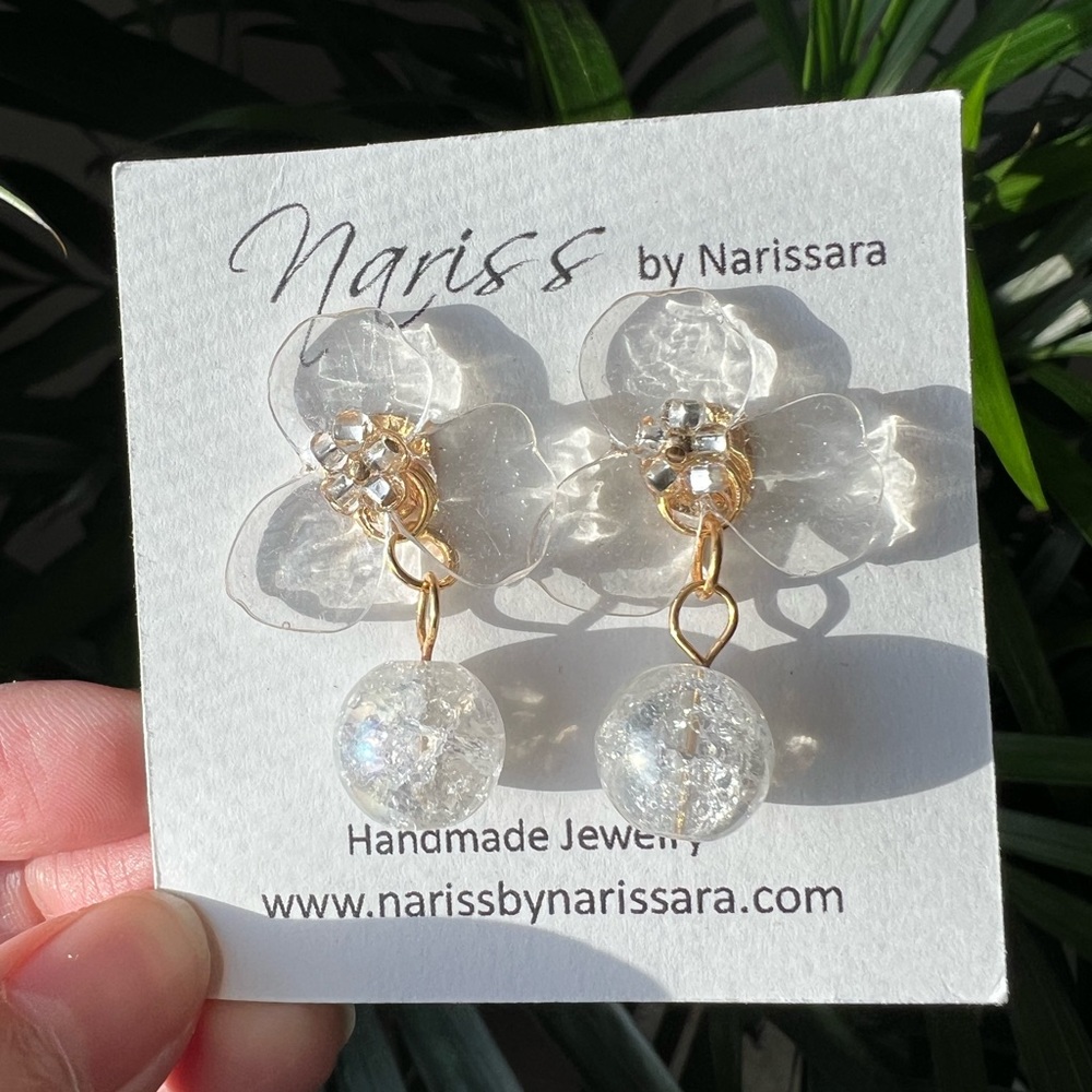 Resin Bead 18K Gold Plated Earrings